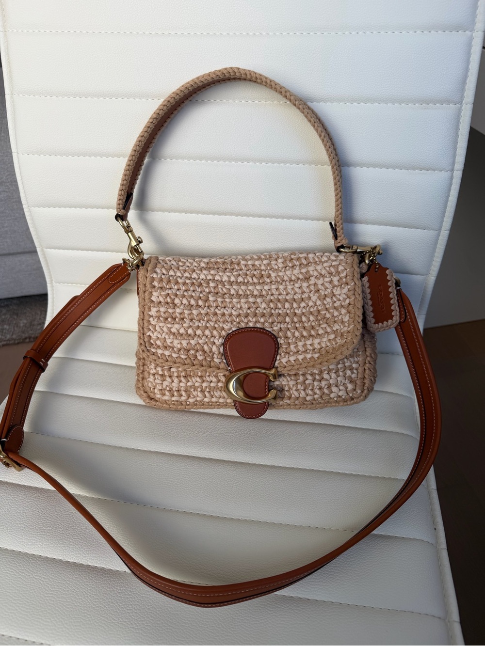 COACH Crochet Soft Tabby Shoulder Bag in Ivory Multi